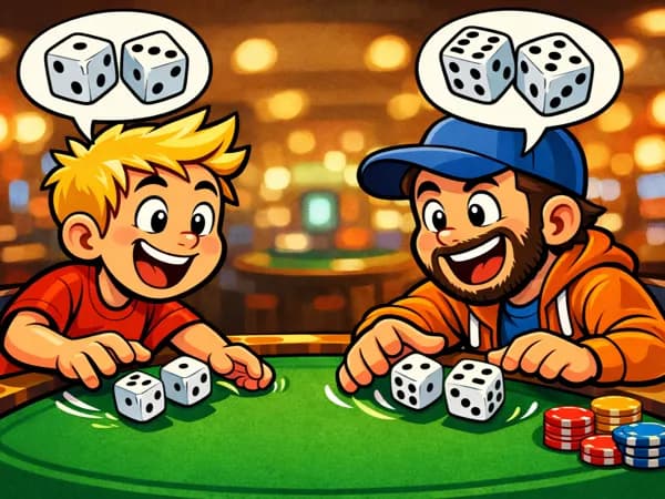 Two friends playing farkle dice